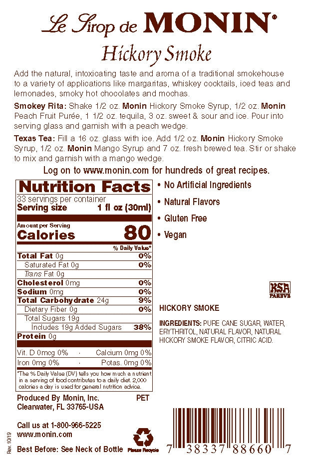 HICKORY SMOKE / MONIN / 1 LITER / (4/CS)