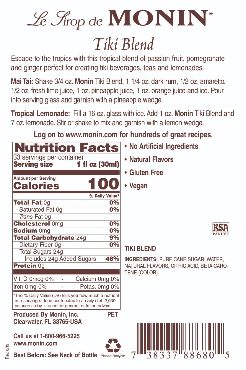 TIKI BLEND / MONIN / 1 LITER / (4/CS)