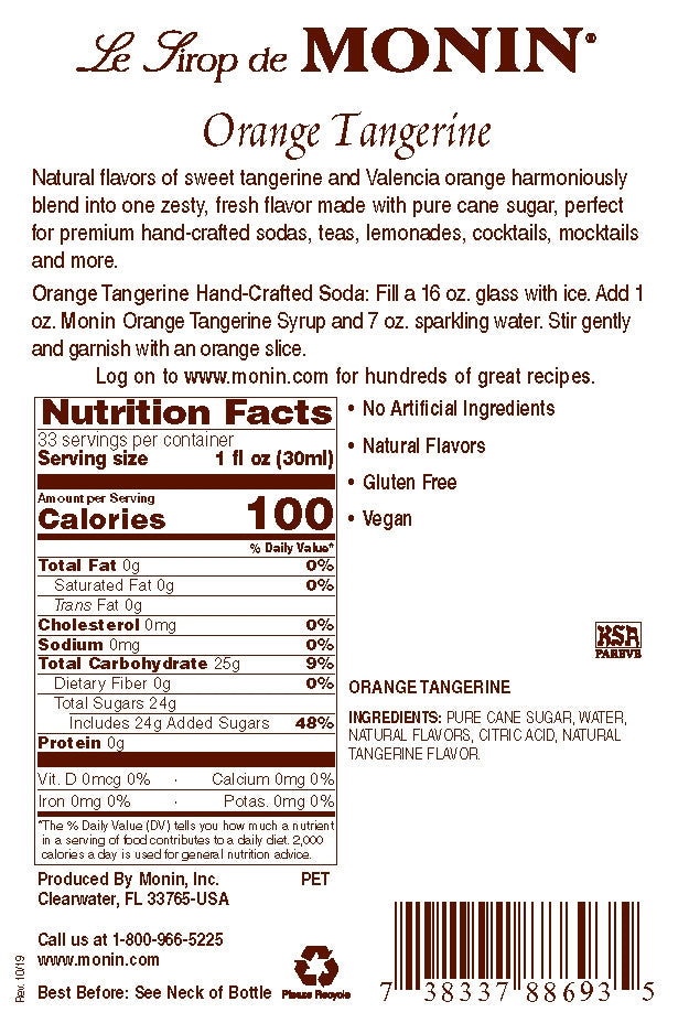 ORANGE TANGERINE / MONIN / 1 LITER / (4/CS)
