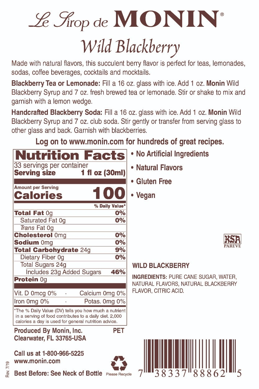 BLACKBERRY, WILD / MONIN / 1 LITER / (4/CS)
