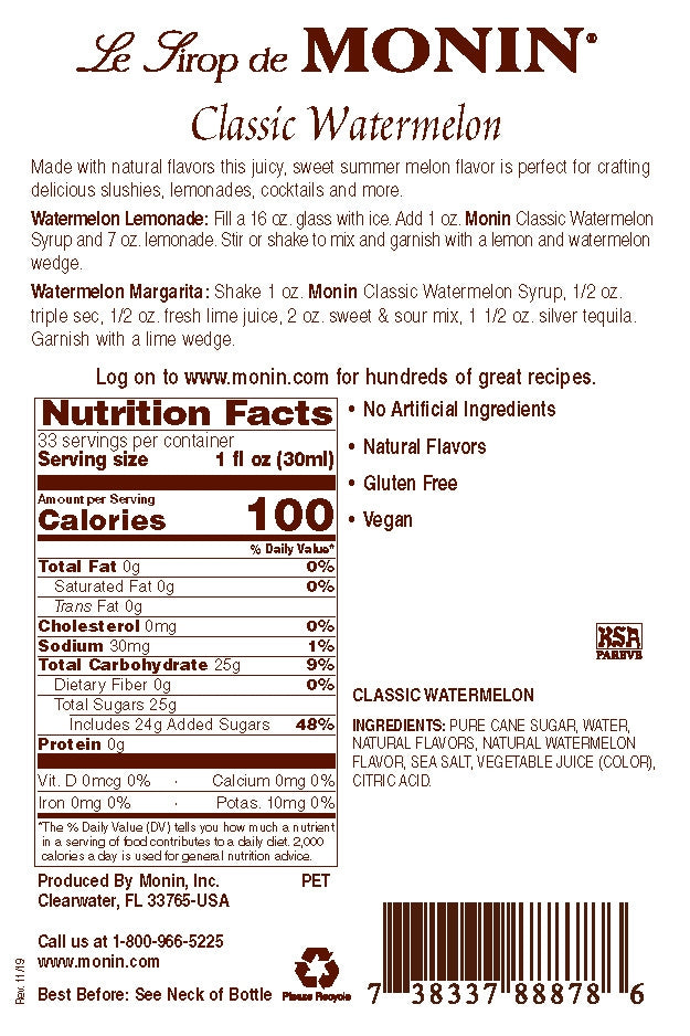 WATERMELON, CLASSIC / MONIN / 1 LITER / (4/CS)
