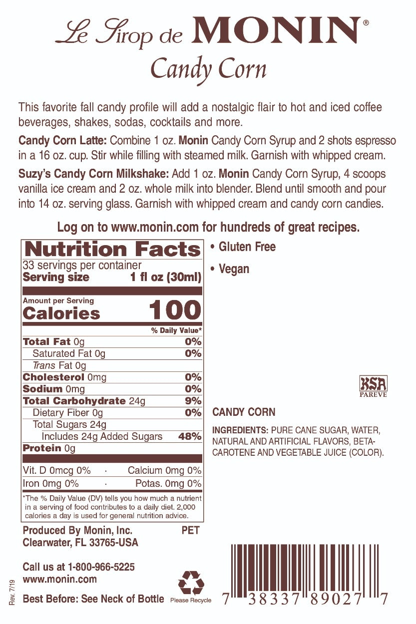 CANDY CORN / MONIN / 1 LITER / (4/CS)