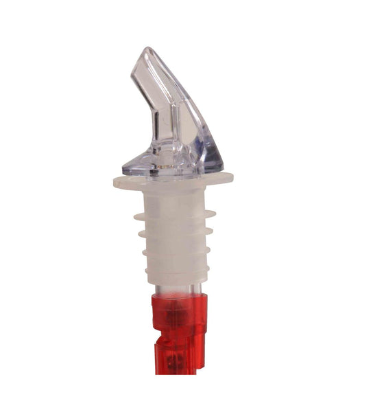 1 OZ. CLEAR SPOUT / RED TAIL MEASURED LIQUOR POURER WITHOUT COLLAR - 12/PACK
