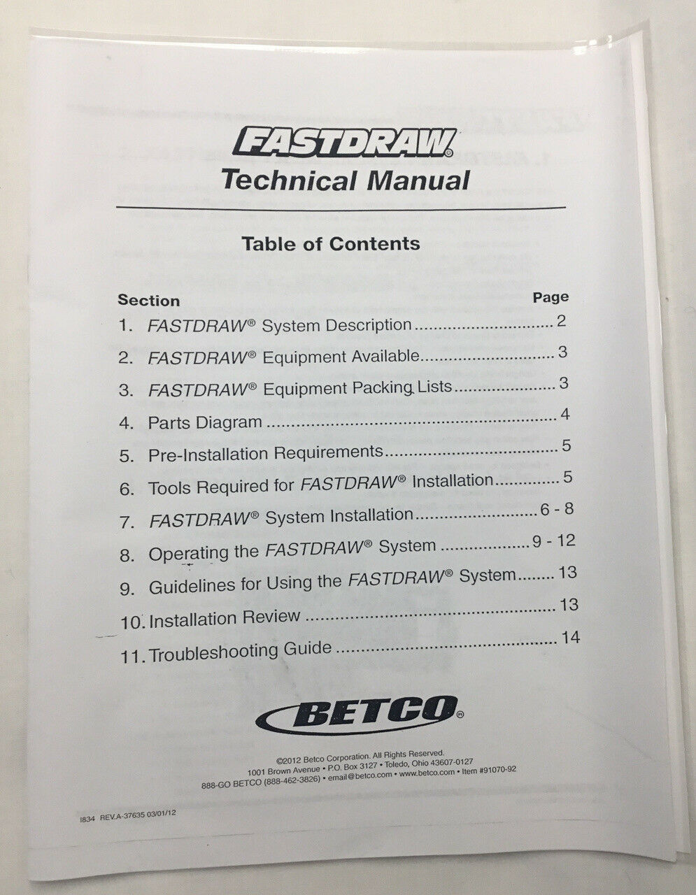 BETCO FASTDRAW DISPENSER