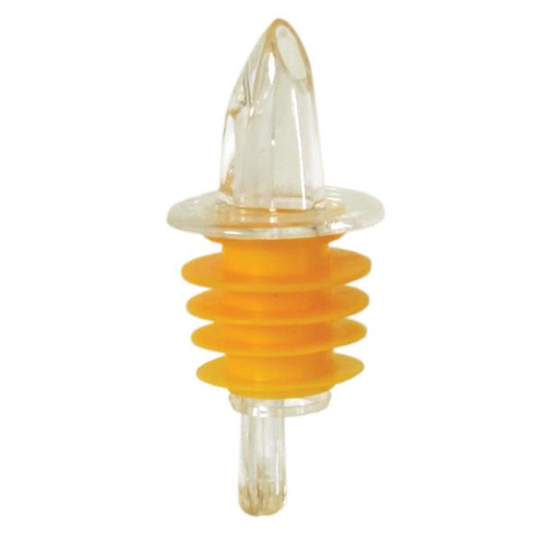 CLEAR PLASTIC POURER WITH EXTRA LARGE POLY-KORK TO FIT OVER SIZED QUART, LITER, HALF GALLON, 1.75 LITER AND GALLON BOTTLES.