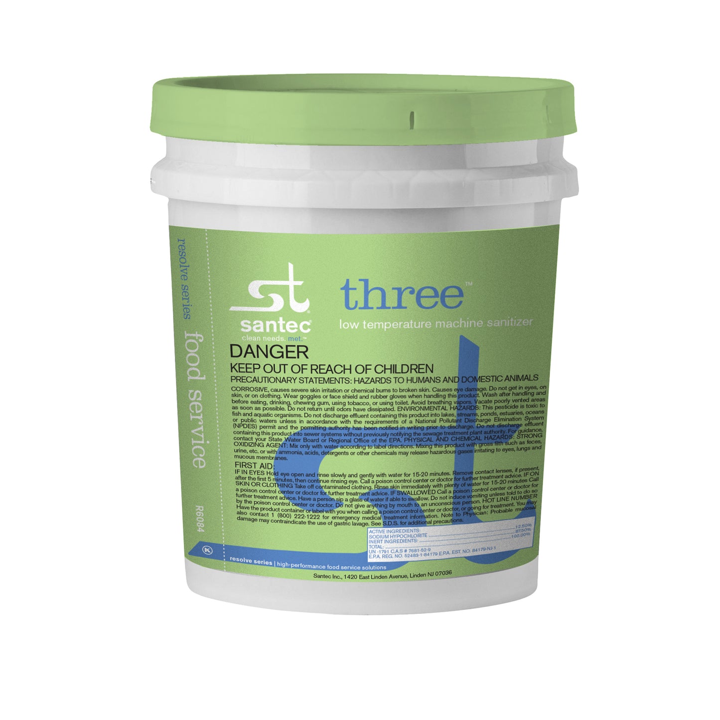 RESOLVE THREE / LOW TEMPERATURE MACHINE SANITIZER / 5 GALLON PAIL