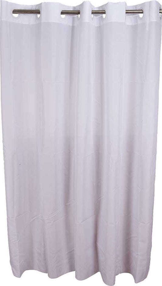 SHOWER CURTAIN / WHITE / 71 X 74 / WITH WINDOW / 100% POLYESTER PLAIN WEAVE