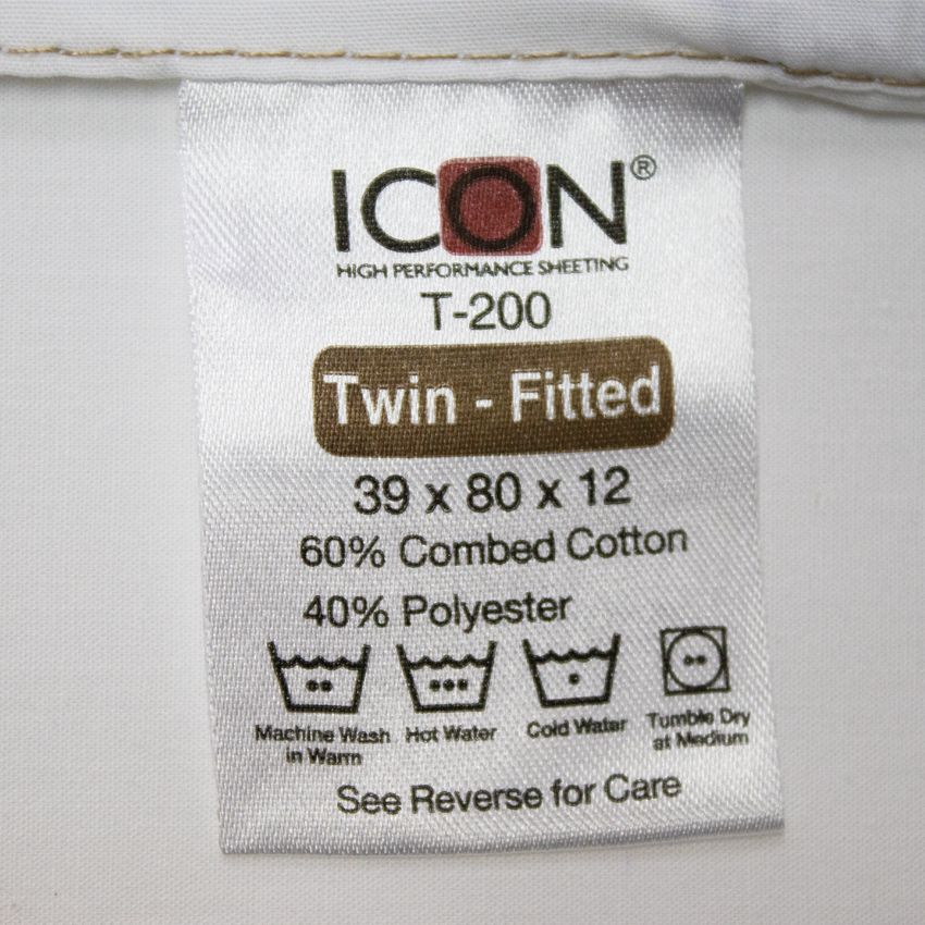 T200 / TWIN SIZE / FITTED SHEET / ICON / 39 X 80 X 12 (DOZEN)